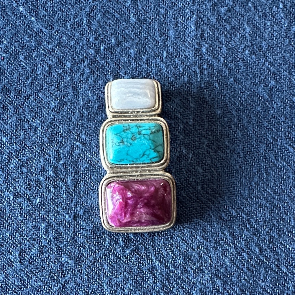 Lia Sophia Silver Pendant with Light Blue, Turquoise, and Purple Stones